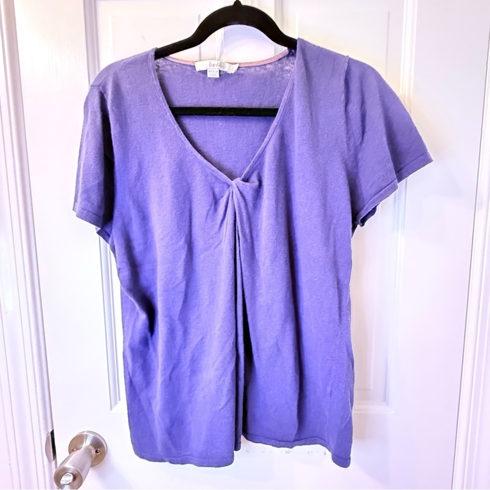 Boden Blue Tie Front Relaxed Linen Blend Sweater